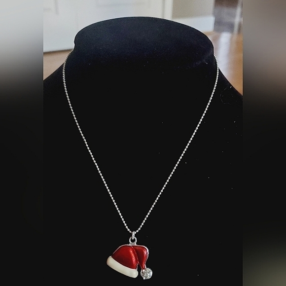 Silver Tone Santa Hat Necklace 🌴 - Picture 1 of 7